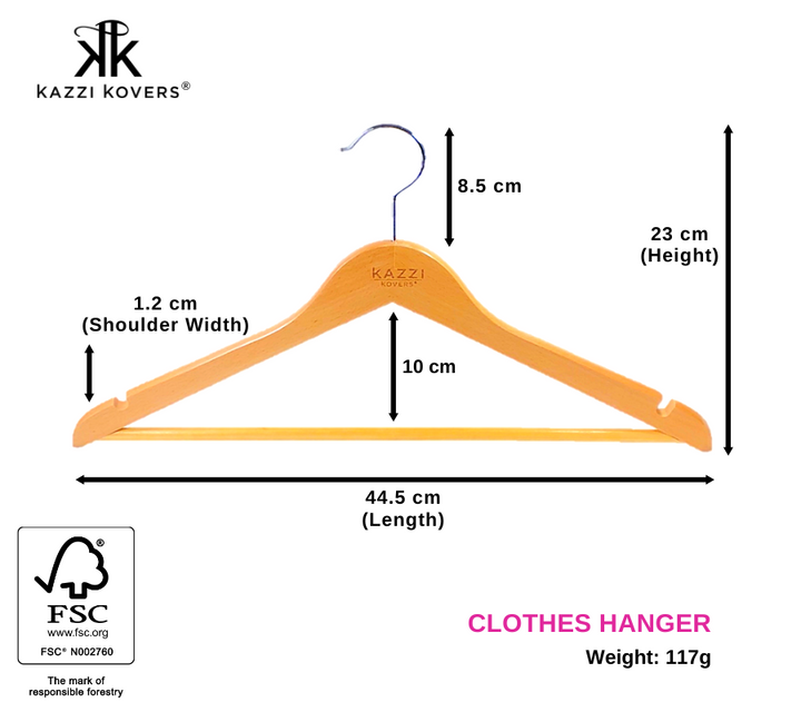 Natural CLOTHES Hanger | Size Guide