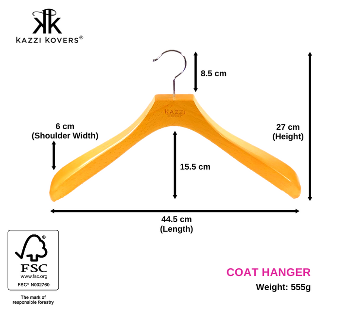 Natural COAT Hanger | Size Guide