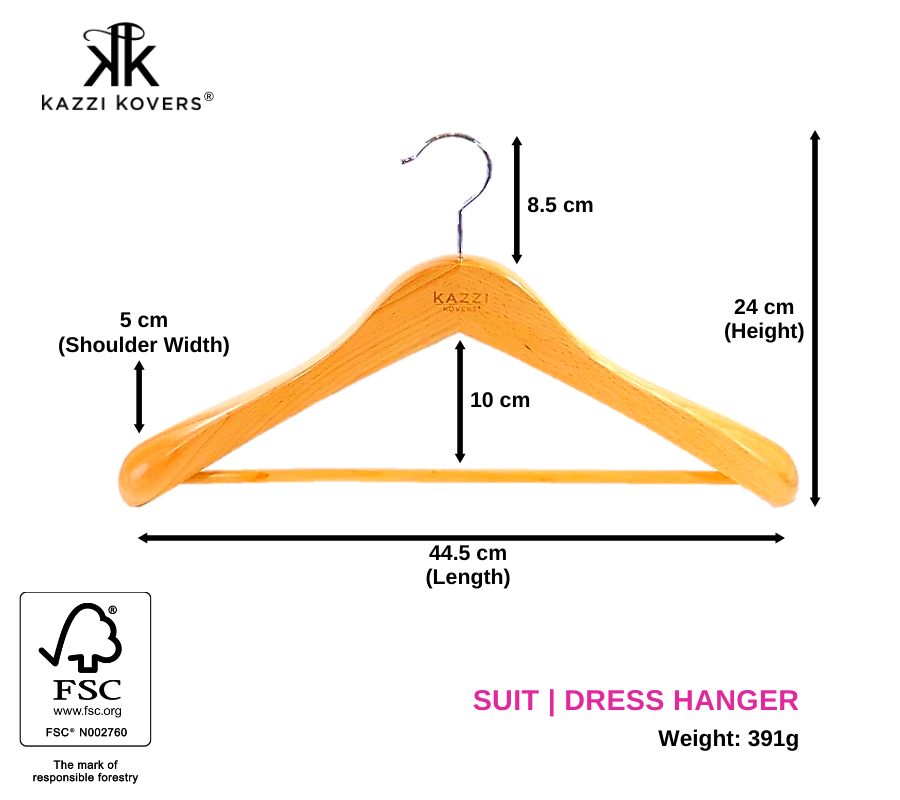 Natural SUIT DRESS Hanger | Size Guide