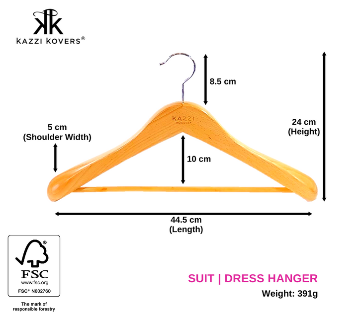 Natural SUIT DRESS Hanger | Size Guide