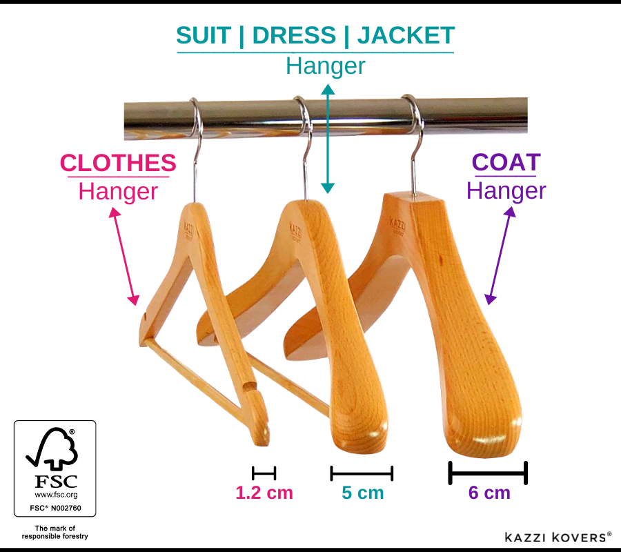Size guide for wooden hangers | Kazzi Kovers