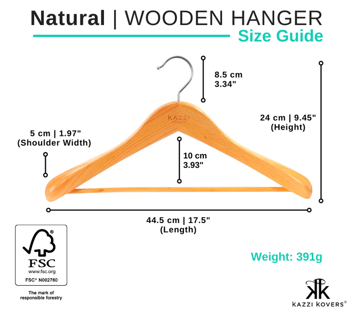 Wooden Hanger Size Guide | Natural