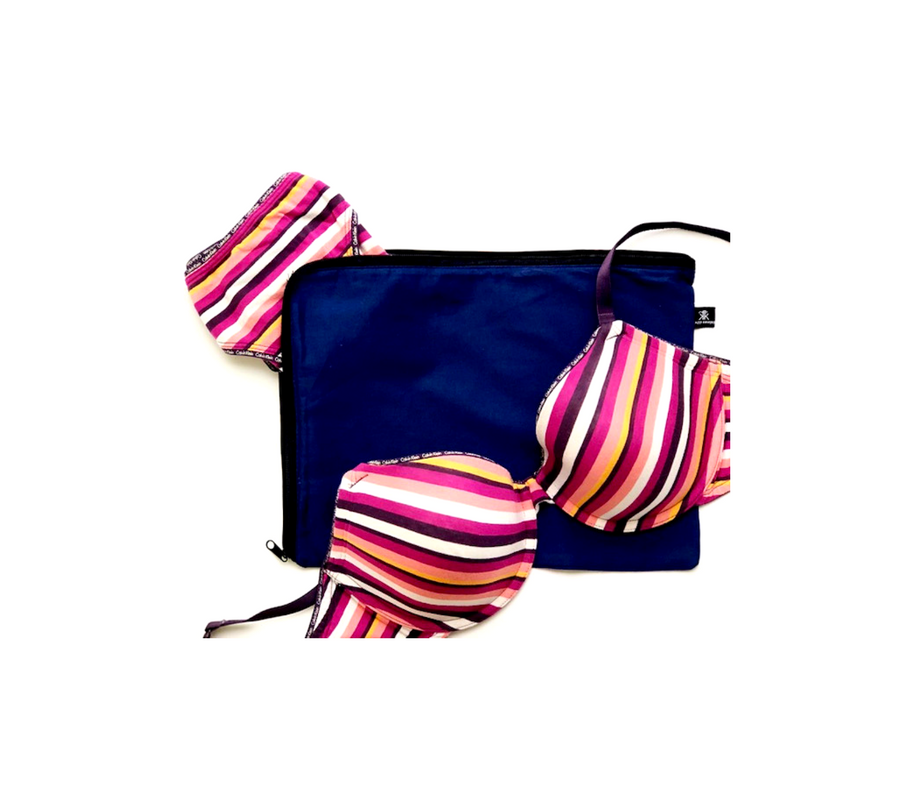 Fully enclosed navy blue lingerie bag