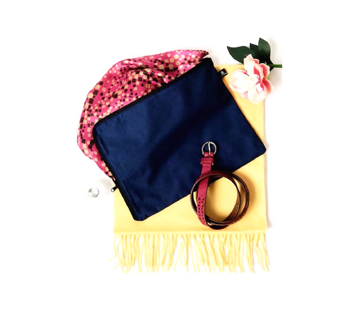 Navy blue 100% cotton scarf storage dust bag