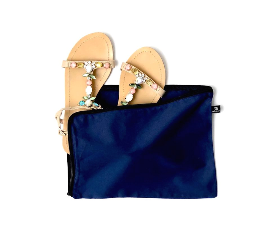 Blue shoe bag with casual shoes