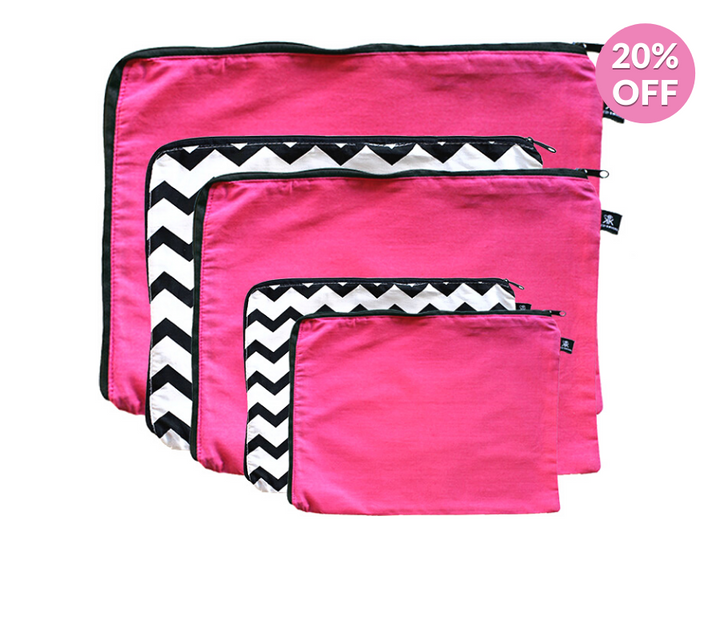 5PK Pink and Chevron Print Cotton Packing Cells