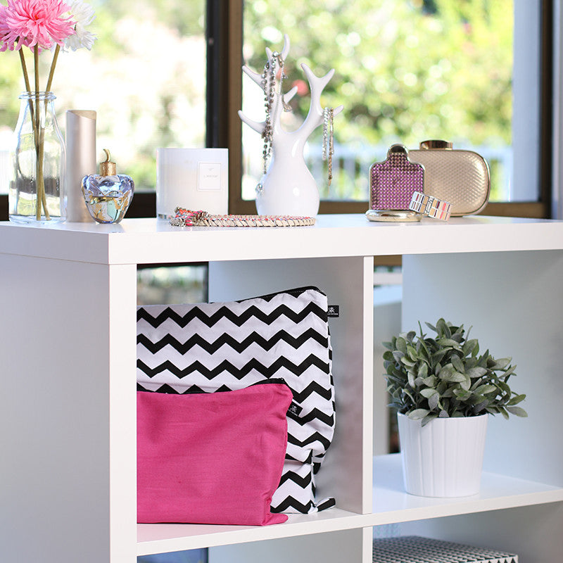 Chevron print and fuchsia pink | Cotton dust bags for handbags