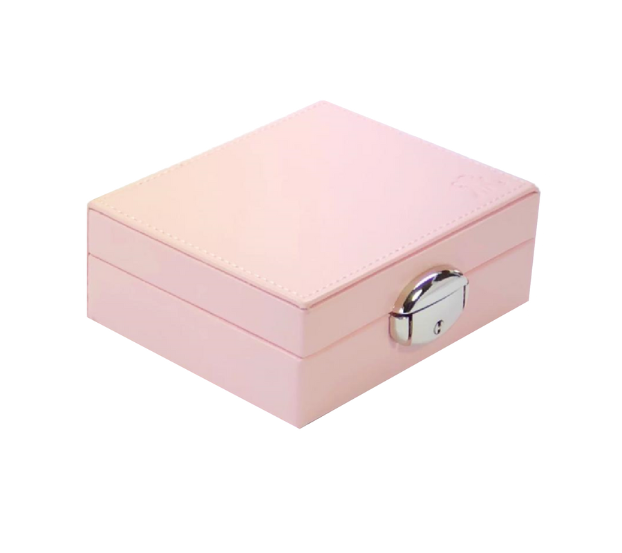 Modern pink jewelry box for little girl, for a gift and for travelling.