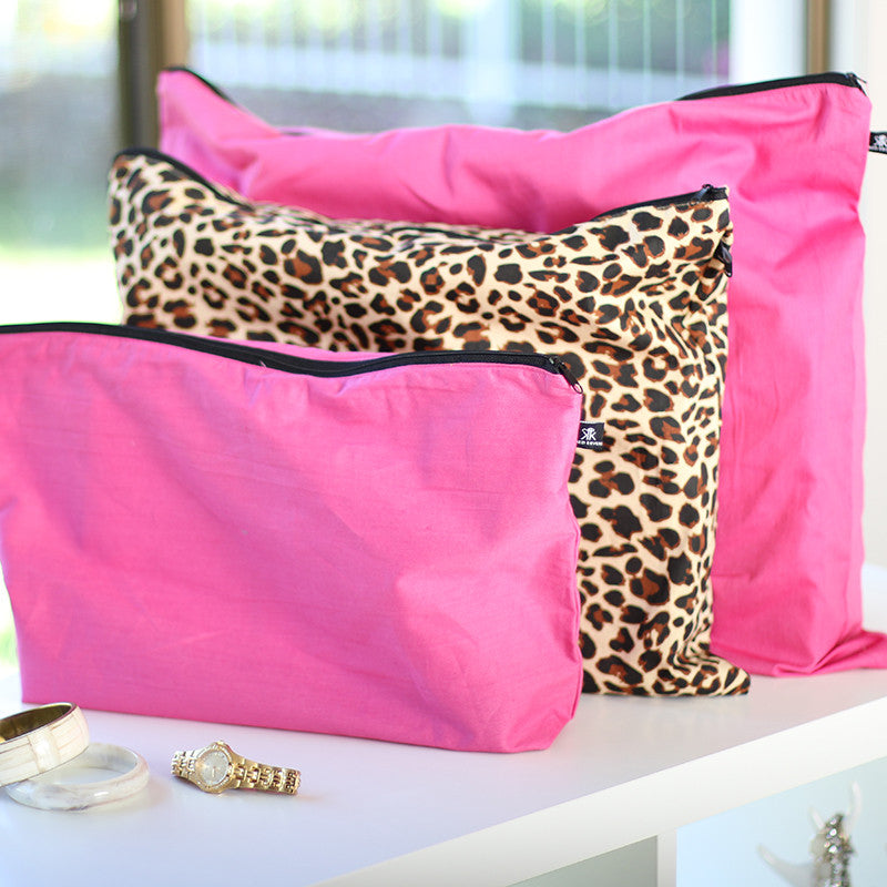 Zulu Leopard & Fuchsia Pink Combo handbag dust protectors and bags