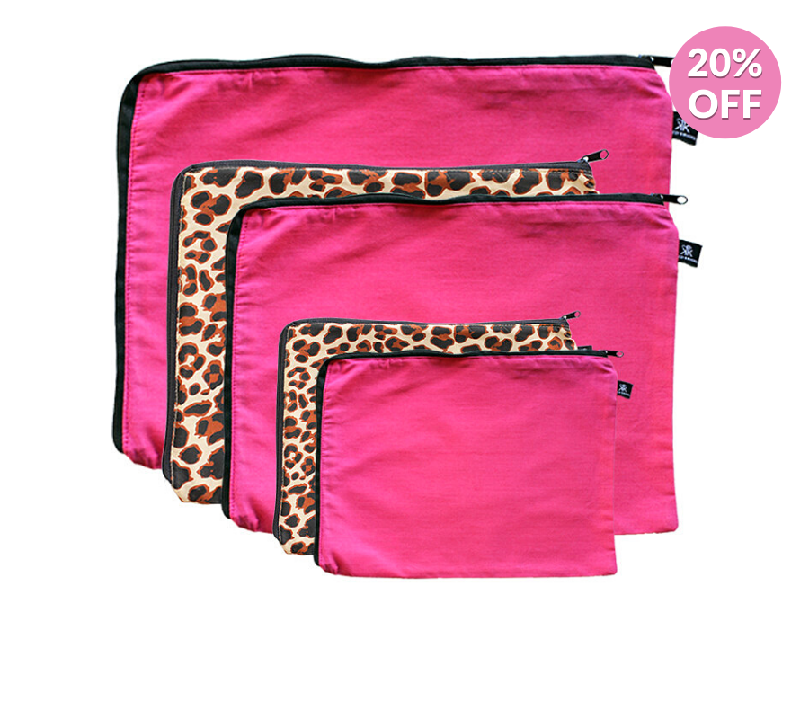 5PK Pink and Leopard Print Cotton Packing Cells