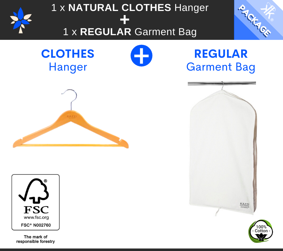 REGULAR Garment Bag + Natural CLOTHES Hanger