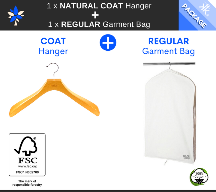 REGULAR Garment Bag + Natural COAT Hanger