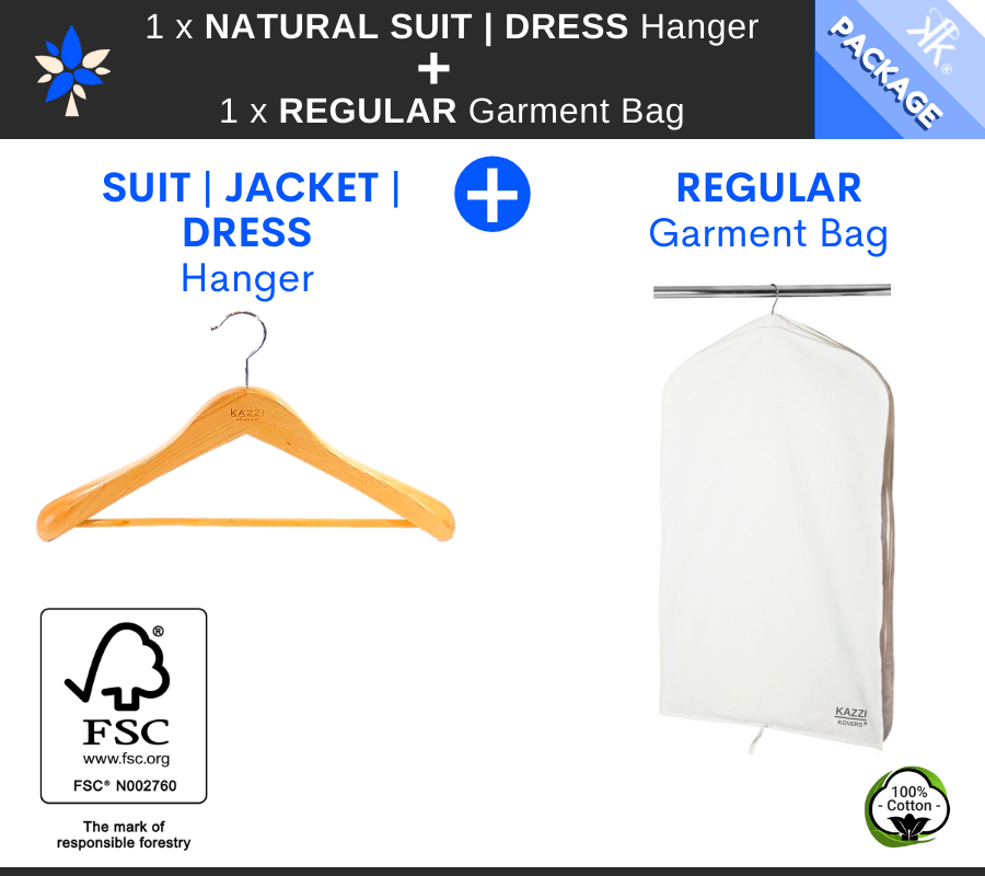 REGULAR Garment Bag + Natural Wooden Hanger