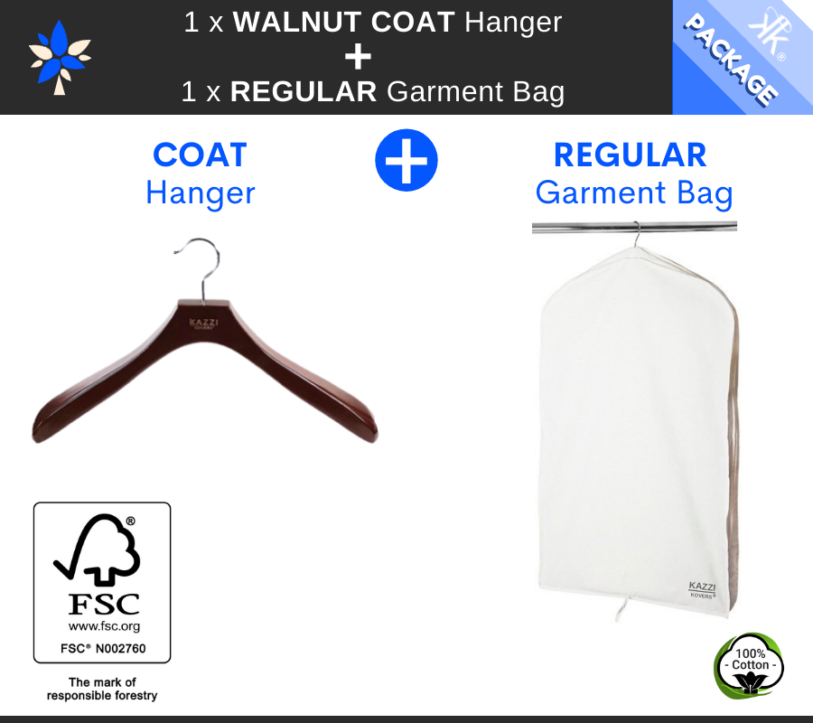 REGULAR Garment Bag + Walnut COAT Hanger