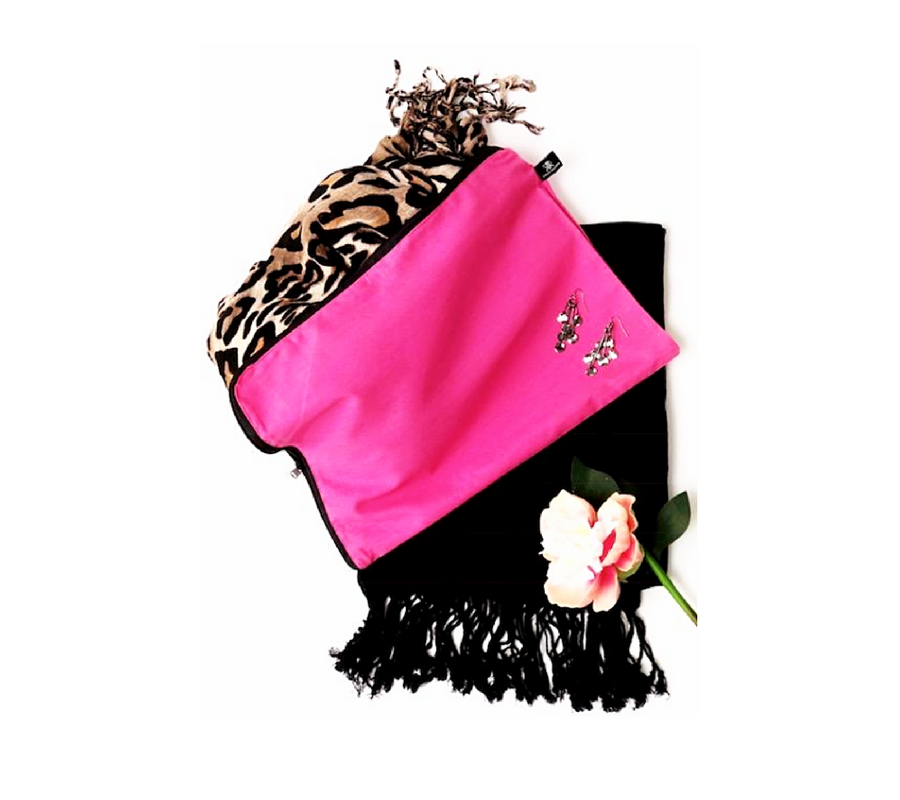 Scarf storage bag in pink | 100% Cotton