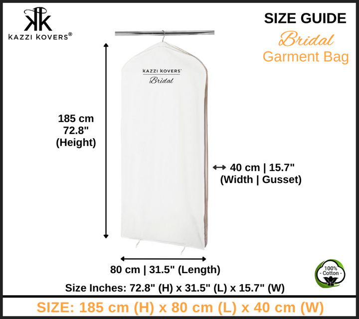 Kazzi Kovers Size Guide | Bridal Garment Bag