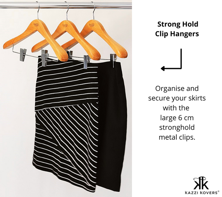 Stylish skirt hanger with clips for easy organisation and storage