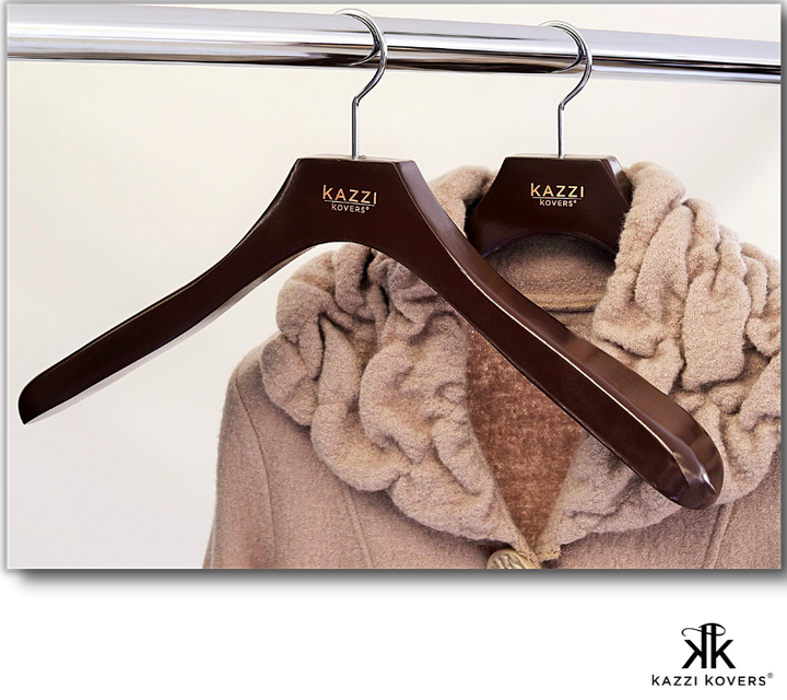 Kazzi Kovers timber coat hangers with classy straight cut neckline