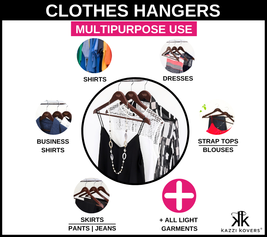 Kazzi Kovers Walnut Clothes Hangers | Multipurpose Uses