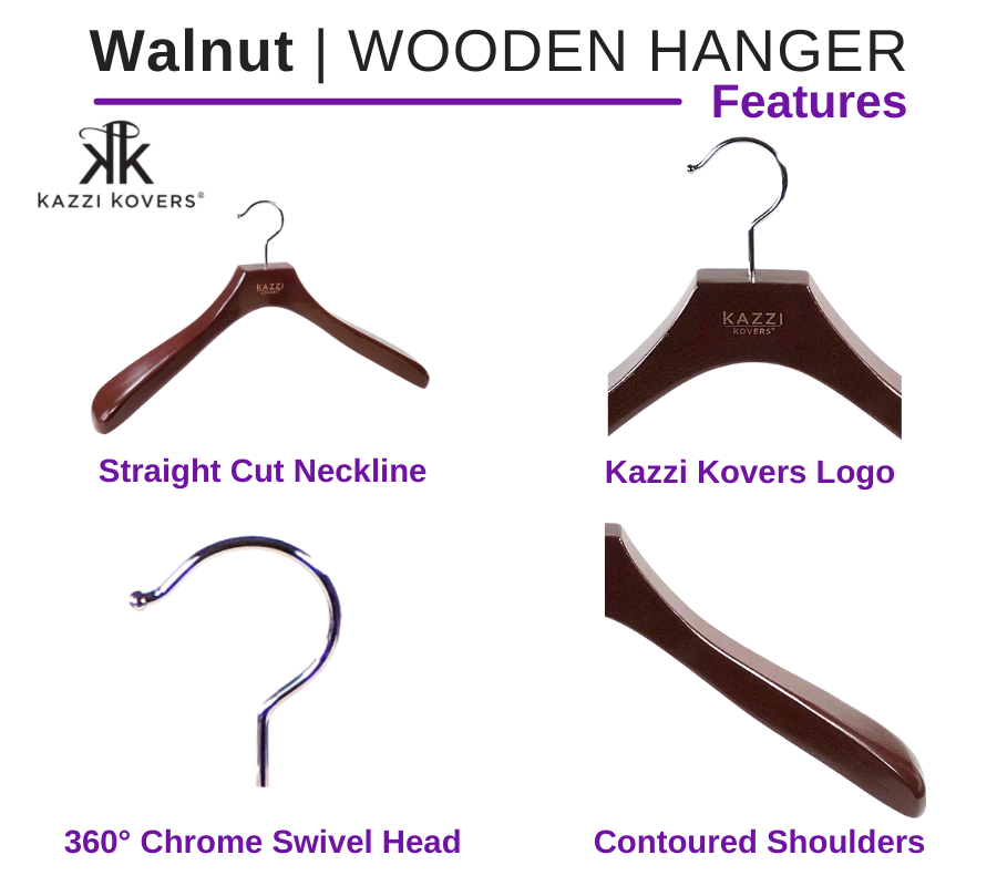 Kazzi Kovers Walnut Coat Hanger | Features