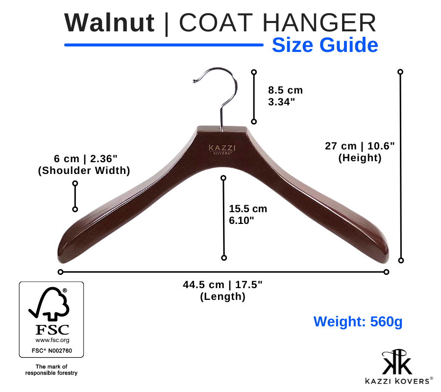 Walnut COAT Hanger | Size Guide