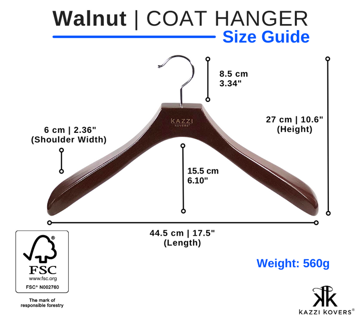 Walnut COAT Hanger | Size Guide