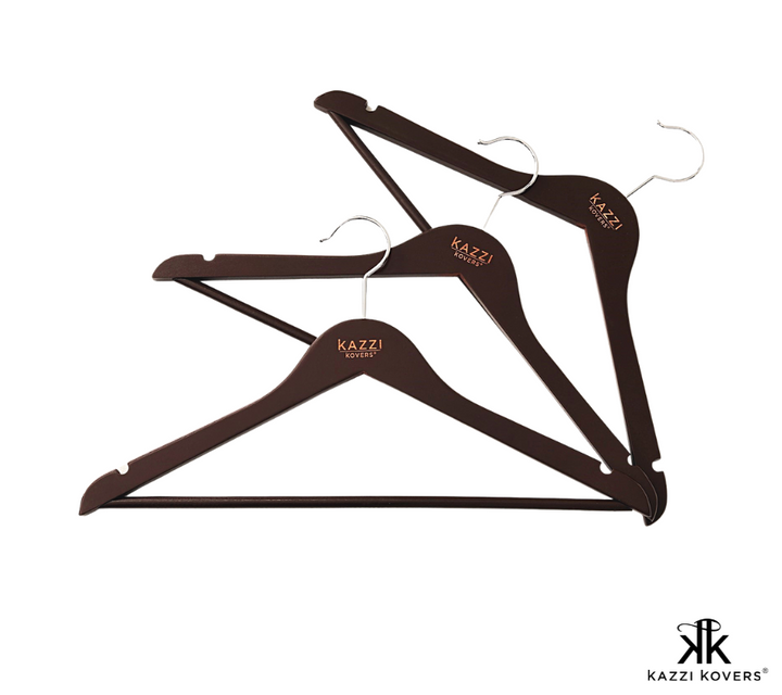 Notched shoulder wooden hangers | Kazzi Kovers