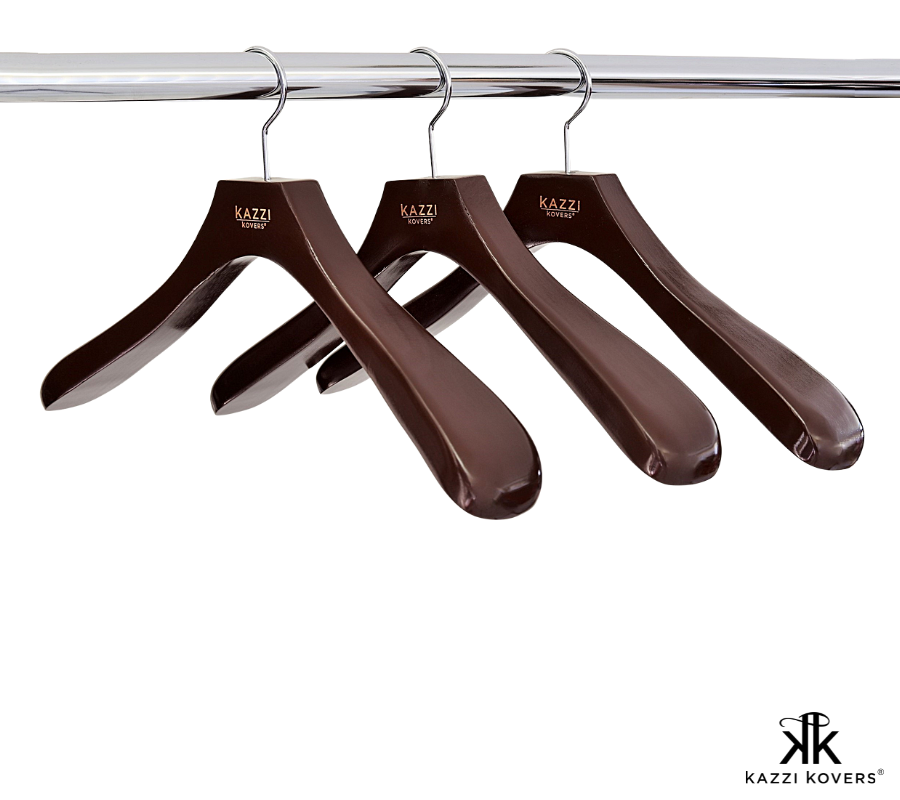 Kazzi Kovers wooden coat hangers | Walnut Colour