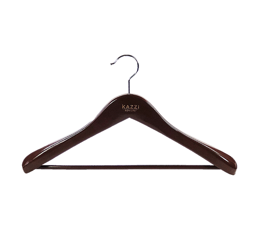 Sleek contoured wooden hanger | Kazzi Kovers