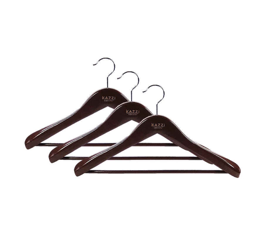 European German Beech Wood Hangers | 3 Pack Walnut Colour