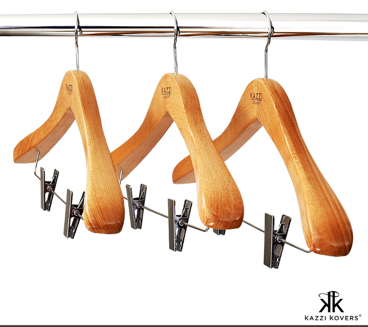 Wooden hangers with clips | Kazzi Kovers